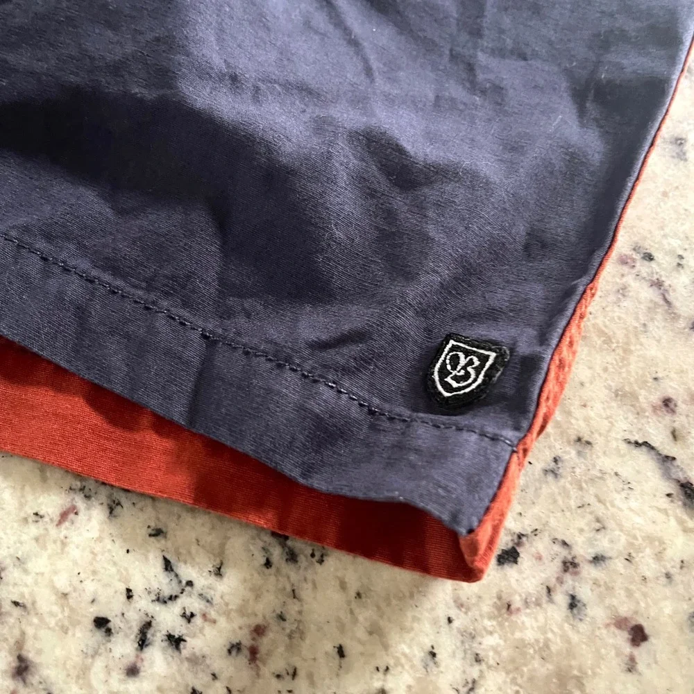Brixton Steady Drawstring Short Mens L Colorblock Navy Orange Green Skate Canvas